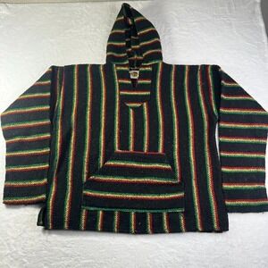 Earth Ragz Hoodie Mens XL Rasta‎ Green Yellow Red Baja Jamaica Hippie DrugRug
